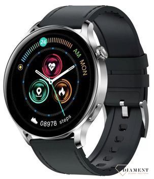 Smartwatch męski Garett skórzany Czarny pasek Men Elegance (2).jpg